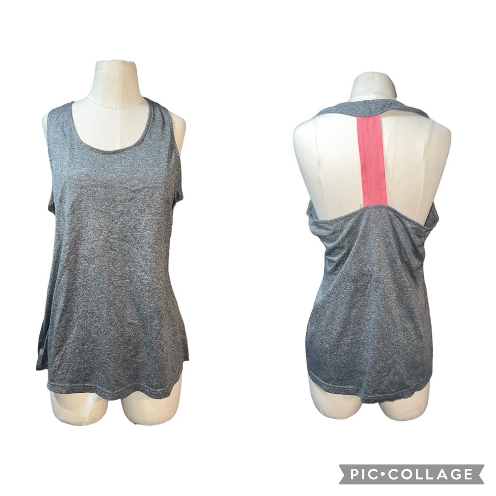 ☠️5/$20☠️ JUST BE SPORT | GREY RAZOR BACK WITH ACCENT OF PINK TANK TOP MED